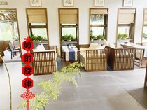 New Chinese sofa combination Zen original wood color sales office Club hotel reception solid wood sofa card holder