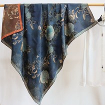 Peony pattern Chinese style double-sided heterochromatic fragrant cloud yarn scarf silk large square scarf silk scarf shawl high-end gift
