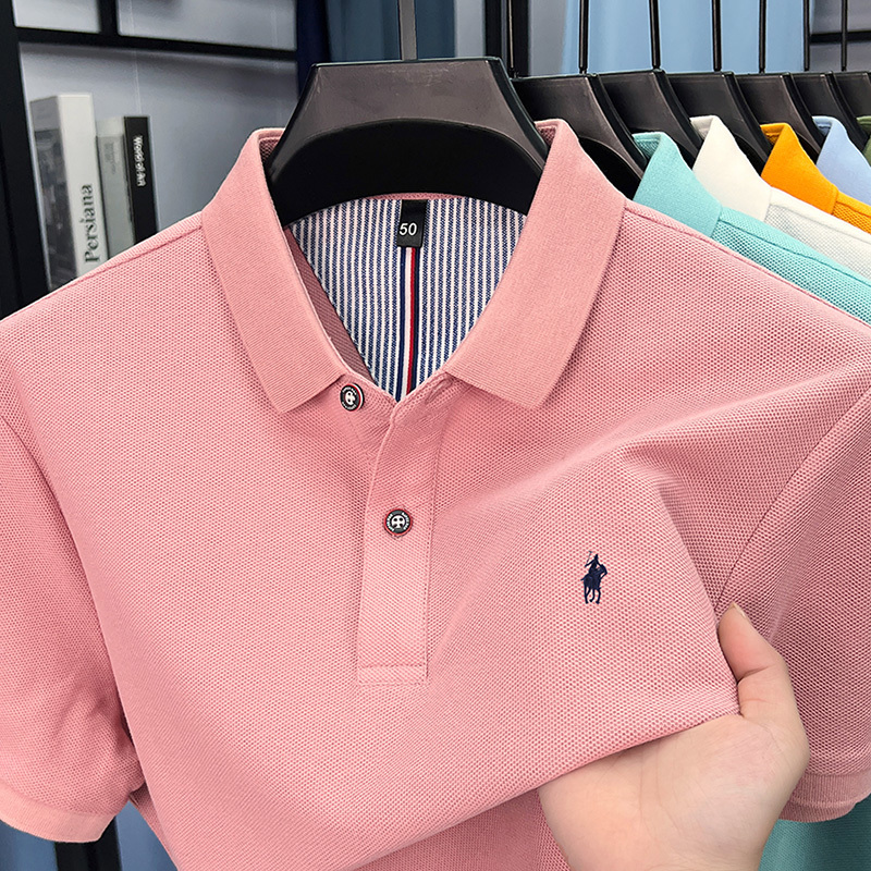 【Split Hem】Men's Short-Sleeved T-Shirt, Pure Cotton Paul Polo Shirt, Summer Polo Shirt with Pony Logo, Half-Sleeve Top