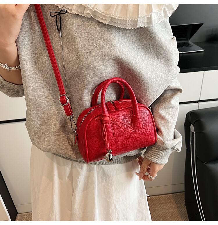 Borsa a tracolla rossa da donna, piccola borsa a secchiello tote_voghion.com