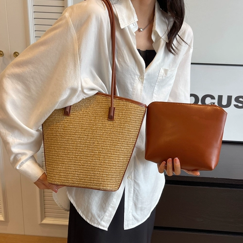 Летняя соломенная пляжная сумка на одно плечо для отдыха, в корейском стиле