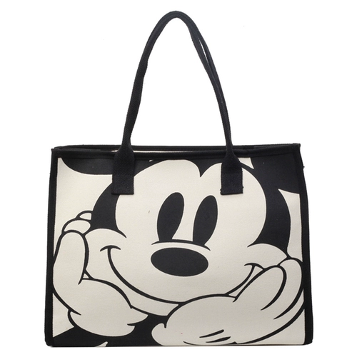 Вместительный и большой шоппер, мультяшная сумка на одно плечо для матери и ребенка, льняная сумка для выхода на улицу для путешествий