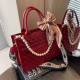 Портативная красная вместительная и большая сумка через плечо для невесты, премиум класс