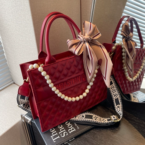 Портативная красная вместительная и большая сумка через плечо для невесты, премиум класс