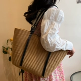 编织包大容量包包女2025夏季新款草编包法式沙滩包通勤单肩托 托特包