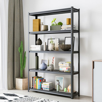 Black storage shelf Home office free combination shelf Balcony multi-layer steel wood storage shelf display rack
