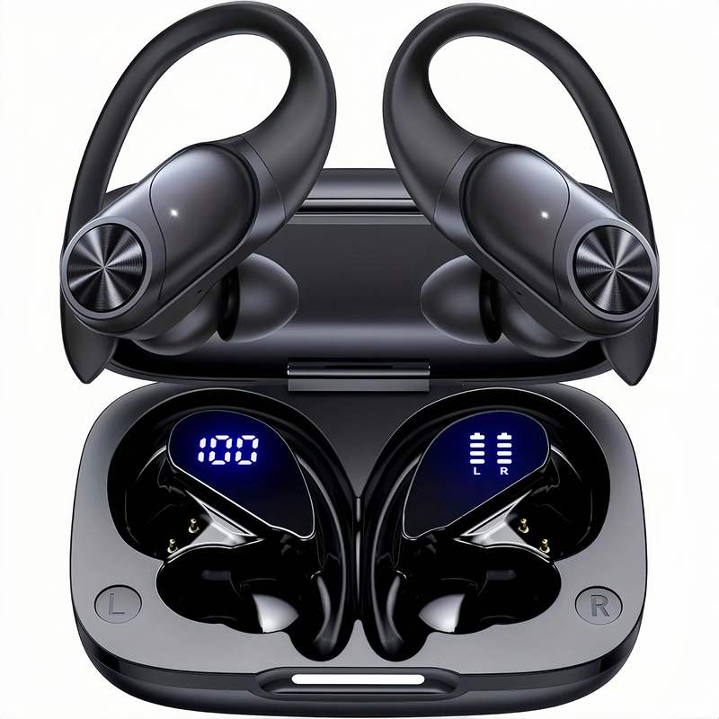 Junyun T60 Business Ear-Hook Style Ultra-Long Battery Life High-Quality Sound Sports Running High-Volume Noise-Canceling Bluetooth Headphones