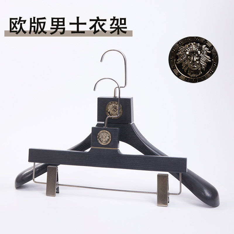 Men's Clothing Store Hangers with Lion Head Logo, Imitation Wood Grain, Trendy European Fashion Brand Clothing Hangers Men's Clothing Store Hangers with Lion Head Logo, Imitation Wood Grain, Trendy European Fashion Brand Clothing Hangers