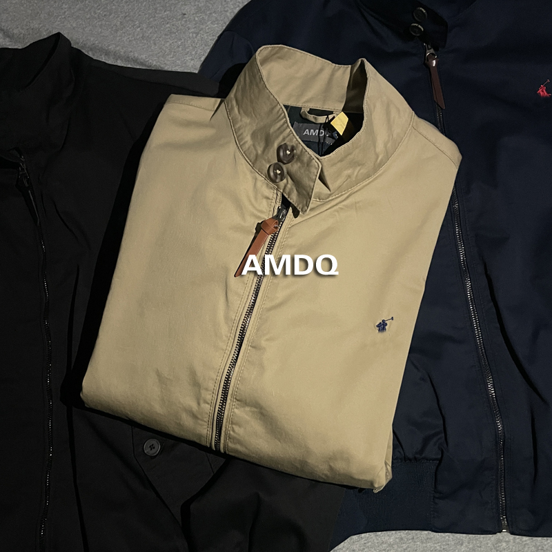American Classic Retro Spring and Autumn New Style Pony Logo Embroidered Stand Collar Harrington Jacket for Men and Women Couples
