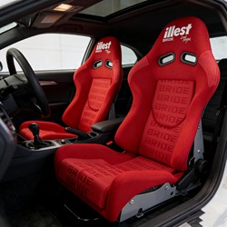 Red Illest X Bride Lowmax Low-Profile Car Seat Modified Racing Seat Gaming Simulator