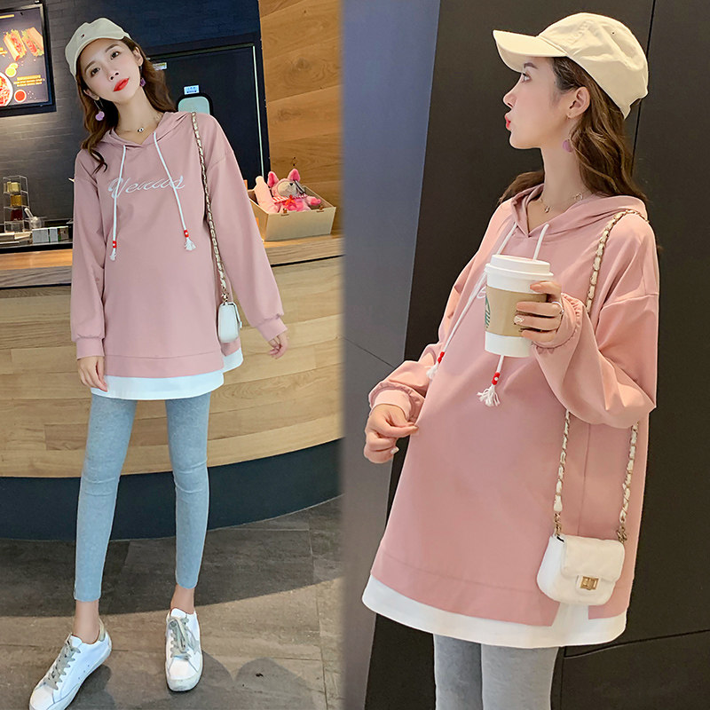 Pregnant woman Spring and autumn loaded with women 2022 Fashion style Suit Loose large size Long sleeves thick cotton T LONG VERSION T-SHIRT BOOMER