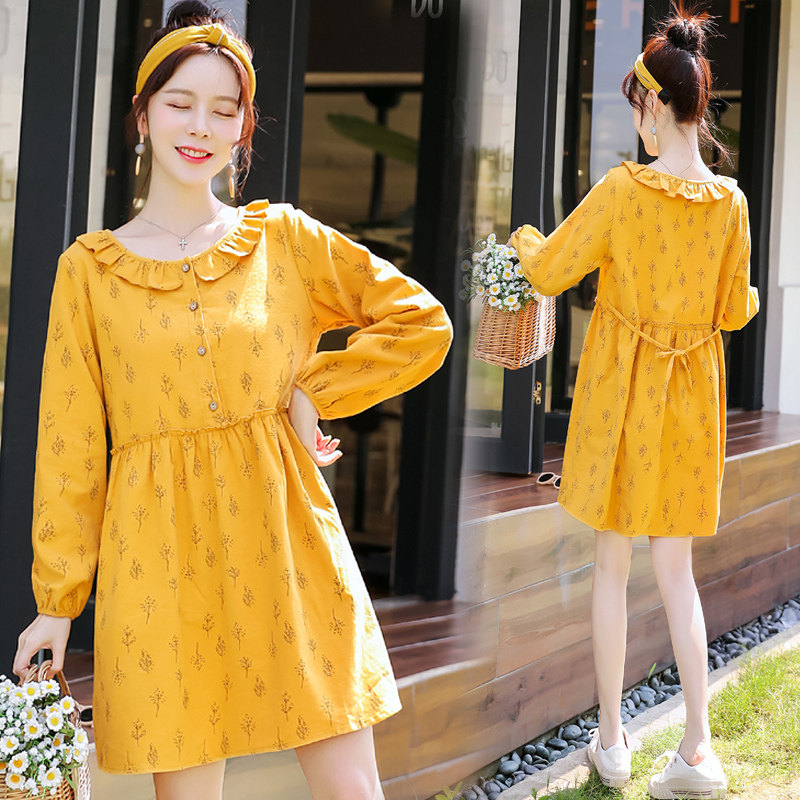 Pregnancy Woman Dress Autumn Dress Foreign Dress Mid 2021 New Korean version Loose Jacket Fashion Out Skirt Spring And Autumn