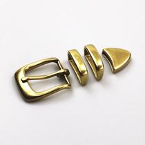 Western belt buckle American retro pure copper belt buckle 30mm brass three-piece belt buckle single ring belt buckle