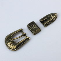 Bag buckle leather carving artwork accessories American Tanggrass Pentagon Style Ancient Copper Belt three - piece sets 25mm
