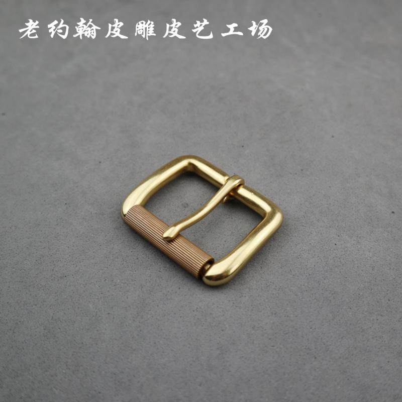Men's pure copper head needle buttoned head American retro 38mm brass wheel paparazzi belt buckle roller belt head girdle buckle