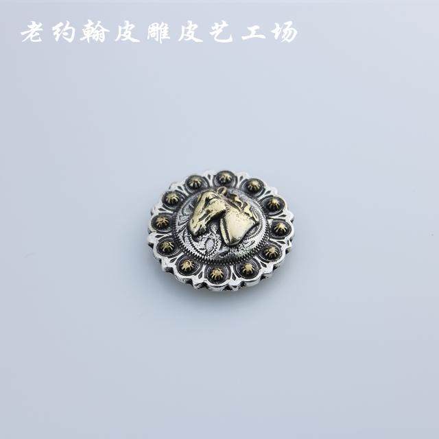 Leather Carving Leather Art American Classic Antique Silver Point Gold Horse Head Berry Buckle Buckle 32mm and 45mm Silver Plated