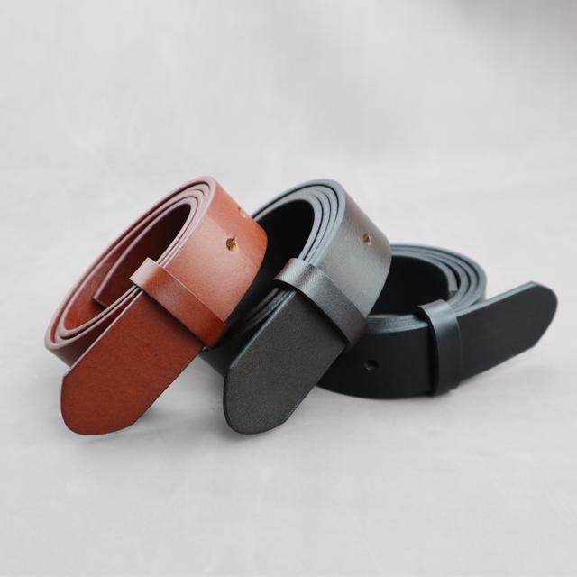 The first layer of cowhide belt strip Italy imported vegetable tanned leather casual denim temperament literary youth headless belt strip