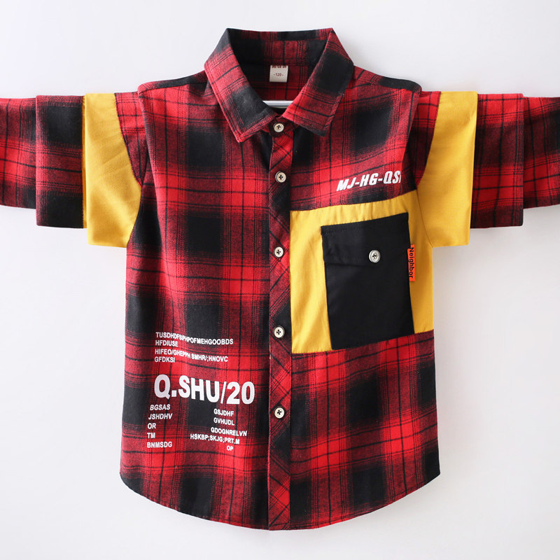 Boys' big boys' long-sleeved shirts new children's Korean style handsome jacket boys' trendy shirts 2022 spring and autumn styles