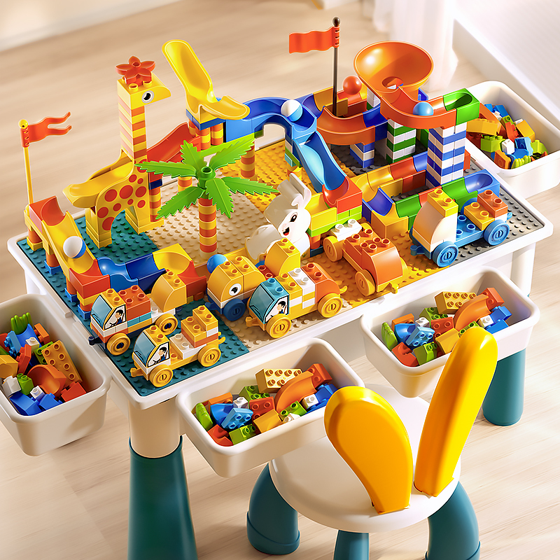 Children's Building Block Table Multi-Functional Large Particle Boys' Baby Assembly Educational Toy Table Game Table Birthday Gift Children's Building Block Table Multi-Functional Large Particle Boys' Baby Assembly Educational Toy Table Game Table Birthday Gift