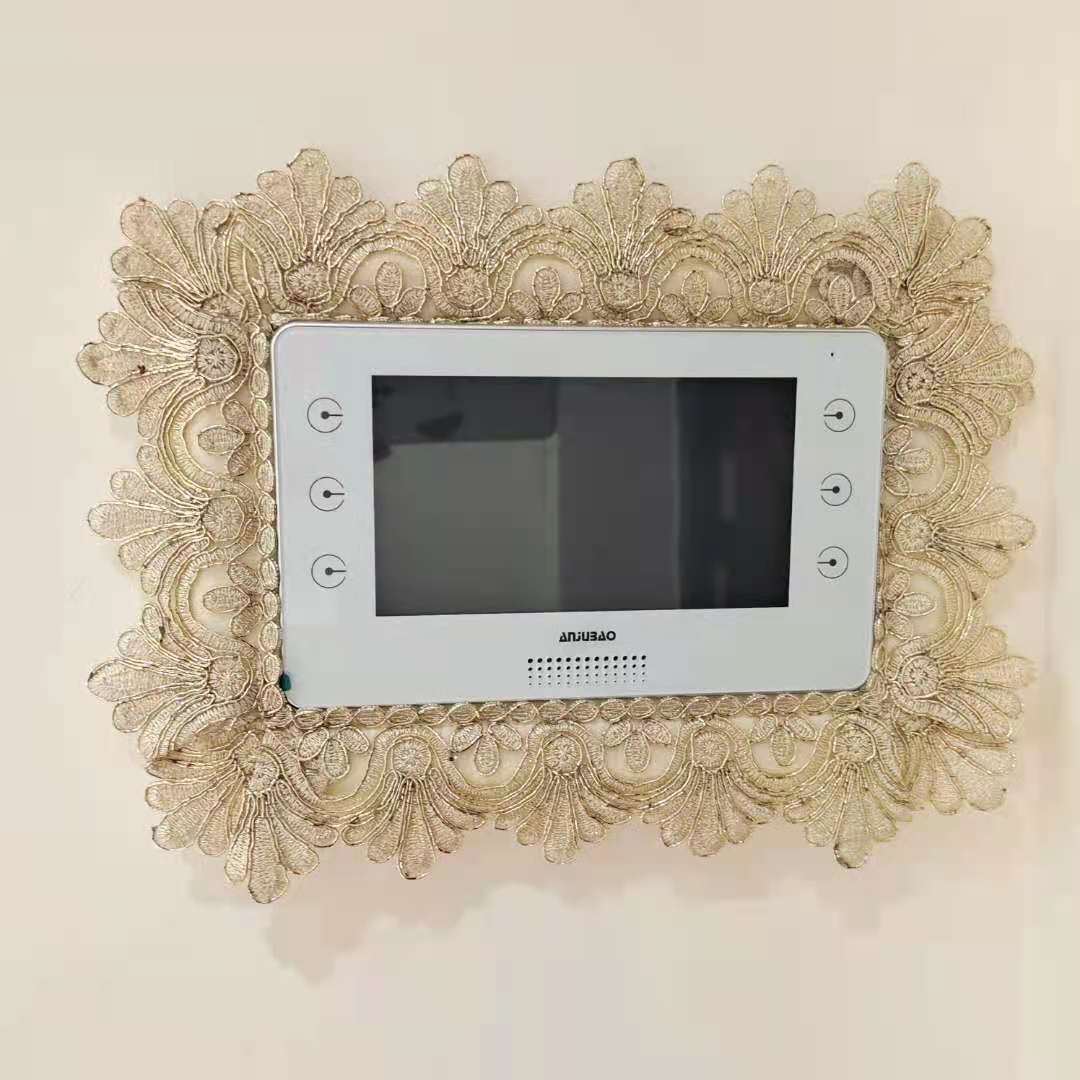 Lace fabric European gold doorbell cover Video doorbell set Walkie-talkie decorative frame Access control doorbell sticker