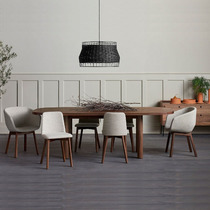 Nordic home full solid wood log small family dining table and chairs combined round table North American black walnut wood dining table and chairs