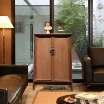 Red Wood Wood Furniture Bright Vegetarian Side Rounded Corner Cabinet Burmese Pear Storage New Chinese Double Door Full Solid Wood Bookcase Containing