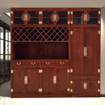Chinese red wood Xuanguan cabinet integrated partition log solid wood living room New Chinese wine cabinet leaning against wall dining side cabinet flower pear wood
