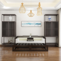 Log Solid Wood Old Elm Wood Multifunction Push-and-pull Bed Modern New Chinese Flex Black Walnuts Wooden bed Small family Type