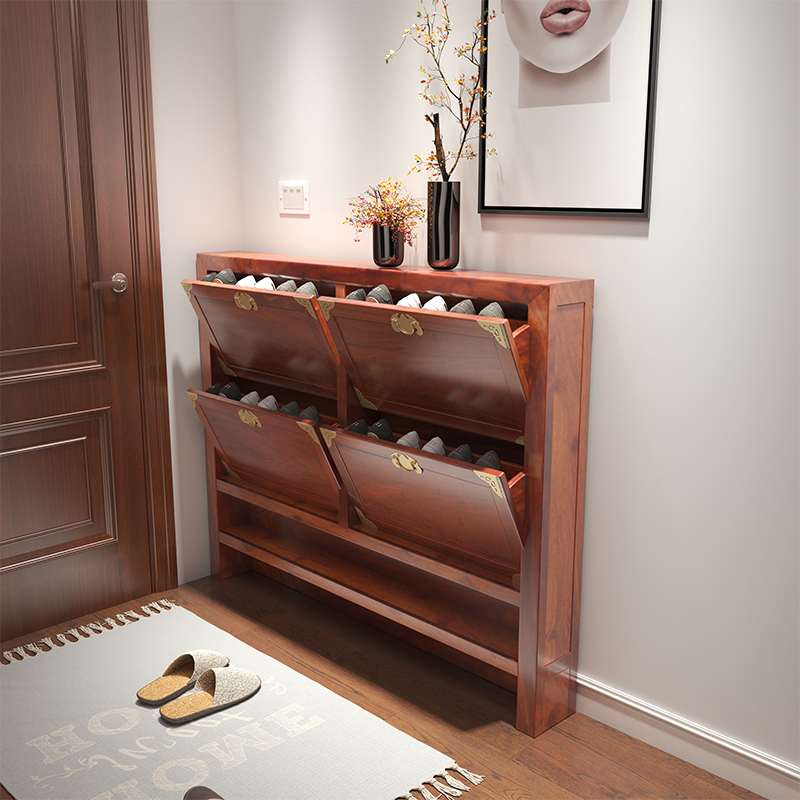 2021 new exploits into the family door Entrance Door Genguan Domestic Shoe Cabinet Solid Wood Log Ultrathin Skip Red Wood Custom Chinese
