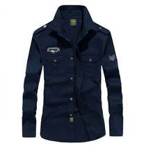 German military uniform shirt mens Flying Tigers Air Force One pilot shirt navy cotton Army Large size shirt