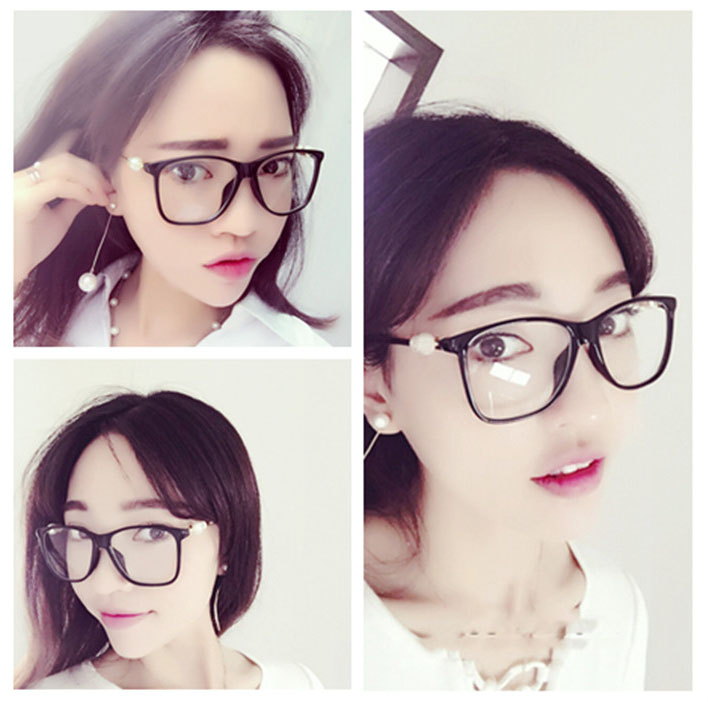 Thời trang thanh lịch đôi ngọc trai nữ 3330 hộp lớn kính cận thị khung kính có thể được trang bị ánh sáng chống xanh gọng kính cận nữ
