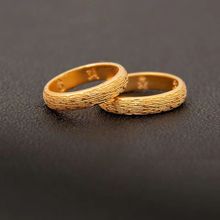 2024 Hot selling Ancient Law Inheritance Pure Ring Sand Gold Ring Hammer Pattern Simple and Light Luxury Permanent Colorless Closed Ring