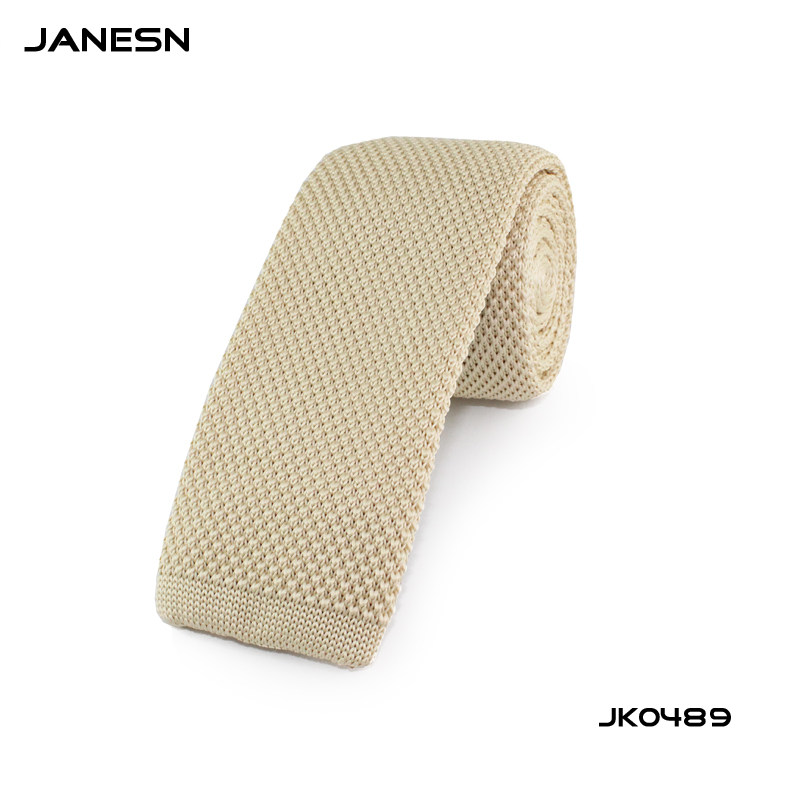 Men's knitted wool flat head tie 5cm beige flat fashion narrow version wedding casual Valentine's Day star model