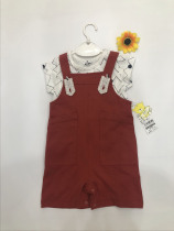 Bombilor Baby Childrens Summer New European and American Single T - sleeve Strap Two - piece sets Fashion and comfortable breathable pure cotton