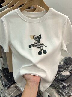 White Short-Sleeve Regular Shoulder T-Shirt for Women, Summer 2025 New Slim-Fit Cotton Korean Style Base Shirt Top ins Trendy