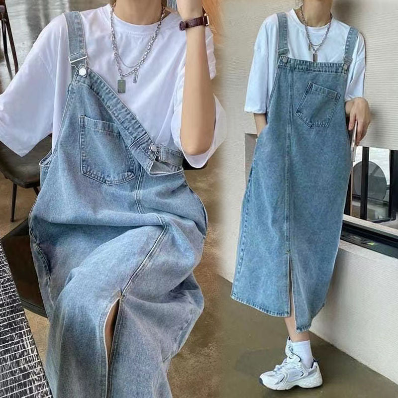 Denim Suspender Skirt for Women, Spring and Autumn, Petite Design, Niche Style, Loose Fit, Plus Size, Casual Dress, Summer