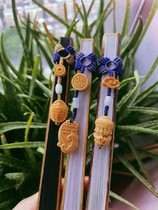 Purely hand-woven bamboo root carving pendant 20 rows of fan hoops hand-made hand-made Su Gong embroidery mother hand-woven