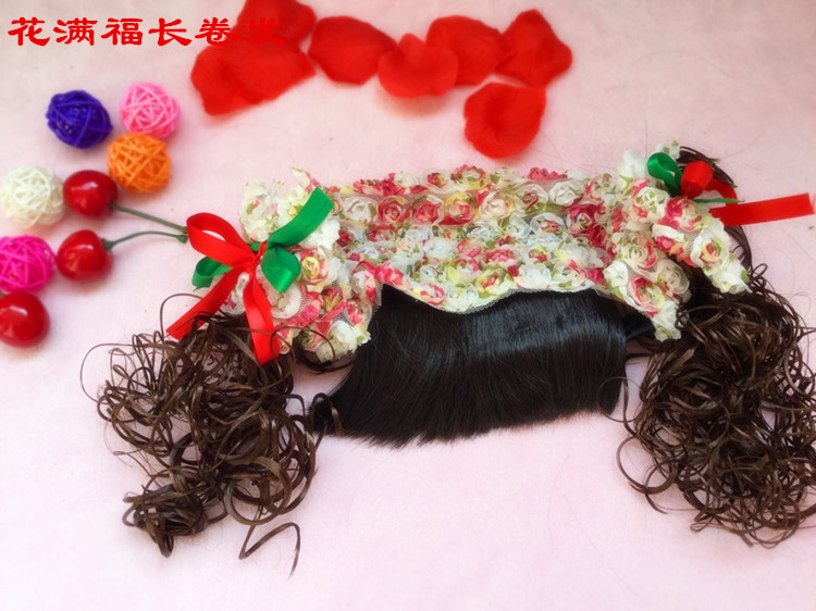 Cô gái nữ tóc giả băng đô tóc xoăn Liu Hai công chúa tóc phụ kiện mũ tóc 1-2-3-4 tuổi - Phụ kiện tóc dây buộc tóc lò xo