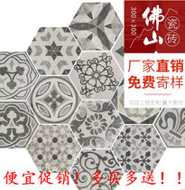 Nordic cement hexagonal brick tile toilet background wall hexagonal tile toilet gray wall tile bathroom floor tile