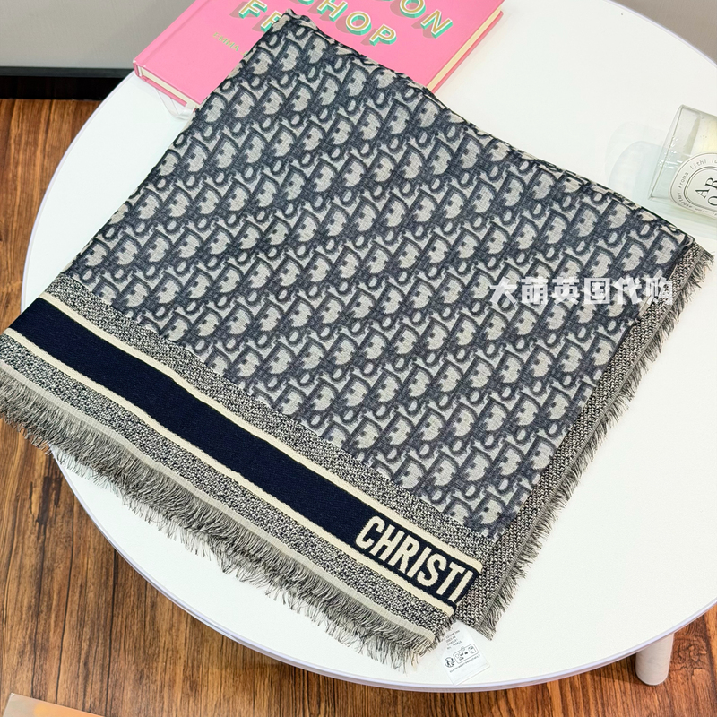 Dior Classic Monogram Shawl, Wool Scarf for Air-Conditioned Rooms, Spring, Summer, Autumn, Dior Scarf, Shawl