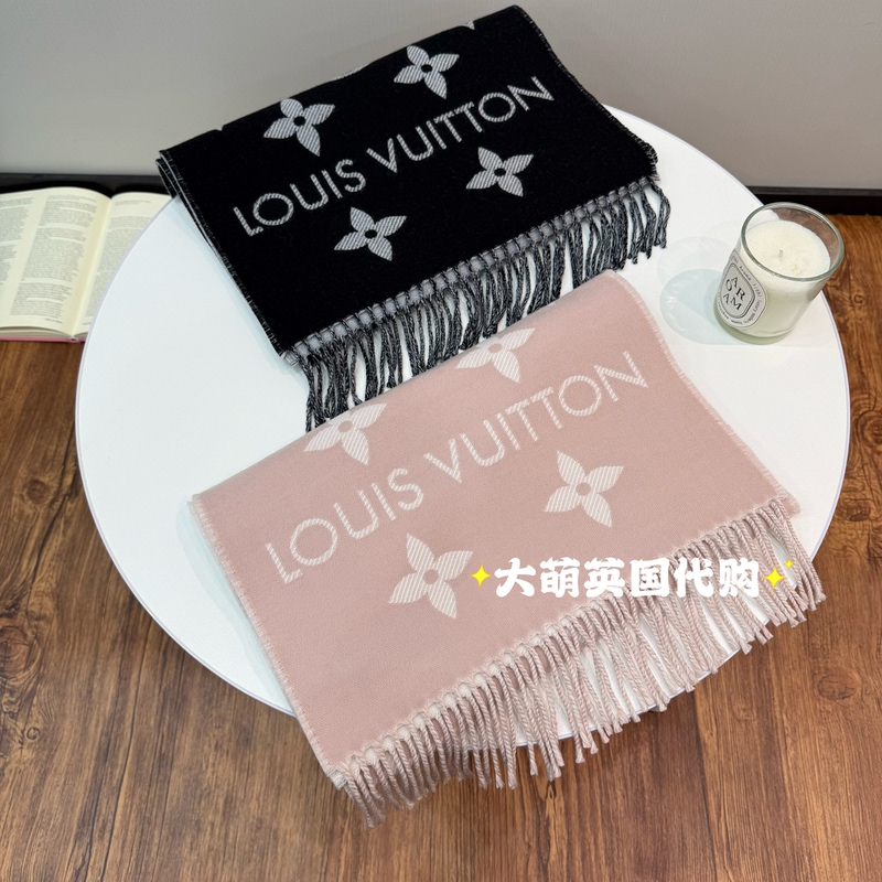 Louis Vuitton Lv Scarf Shawl for Women 2026 Autumn and Winter Wool Tassel Shawl Neck Warmer Lv Cashmere Scarf