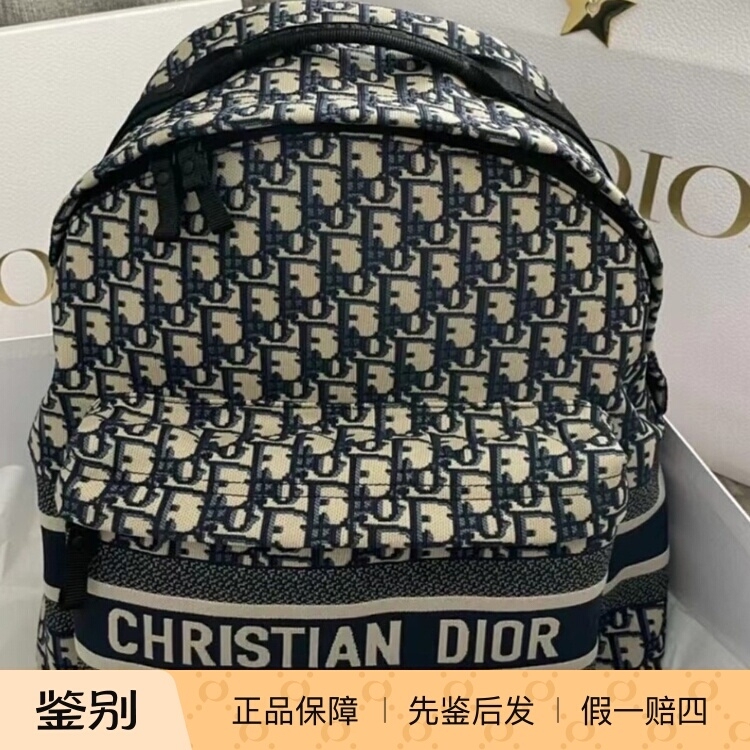 Dior Dior Backpack Oblique Canvas Classic Blue Monogram Backpack Unisex
