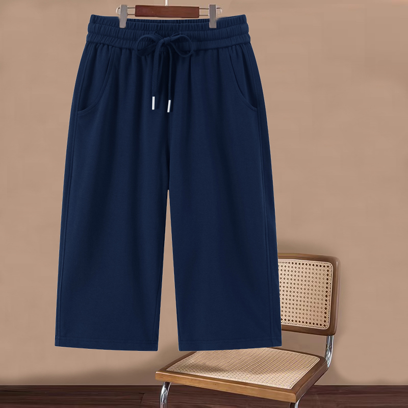 Women's Summer Thin Cotton High-Waisted Slim-Fit Elastic Waist Casual Loose Plus-Size Harem Sports Shorts