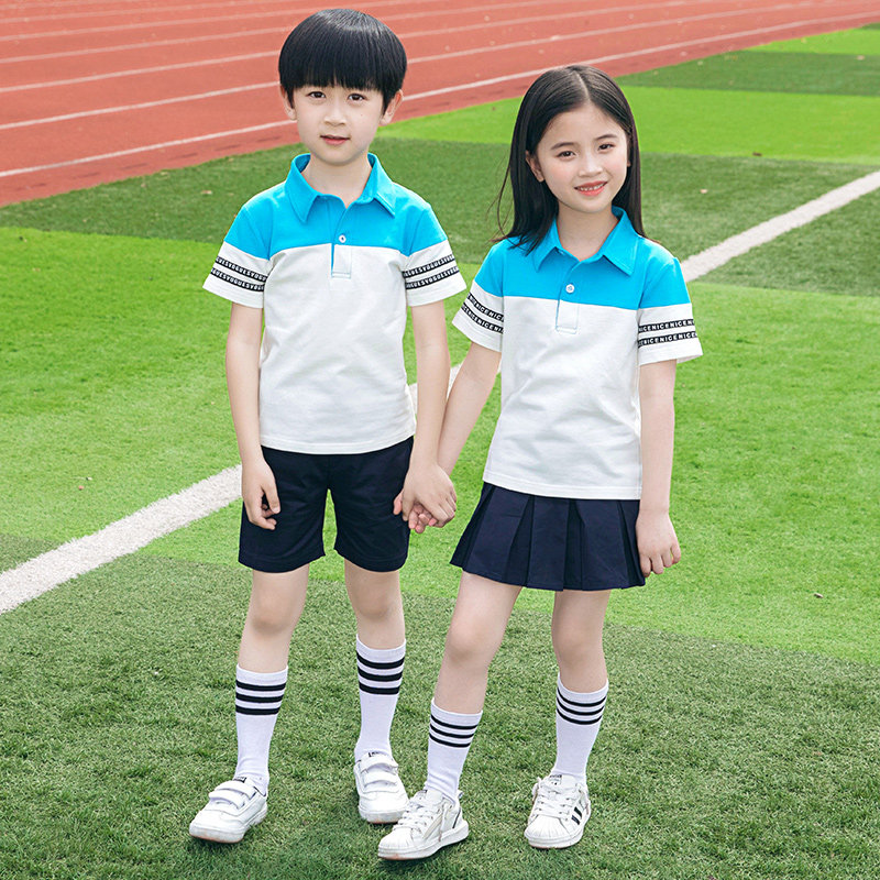 Children's school uniform Suit Kindergarten Garden Suit Summer Dress Rehearsal for Primary Pupils Inron College Wind class Short sleeves Pure cotton