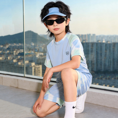 2026 New Children's Clothing Girls' Quick-Drying Sports Suit Children's Ice Silk Short-Sleeved Two-Piece Set Boys' Mesh Basketball Uniform — 1