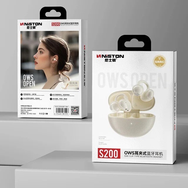 Neston S200 Clip-On Wireless Bluetooth Headphones, Open-Ear Sports Headphones with Long Battery Life