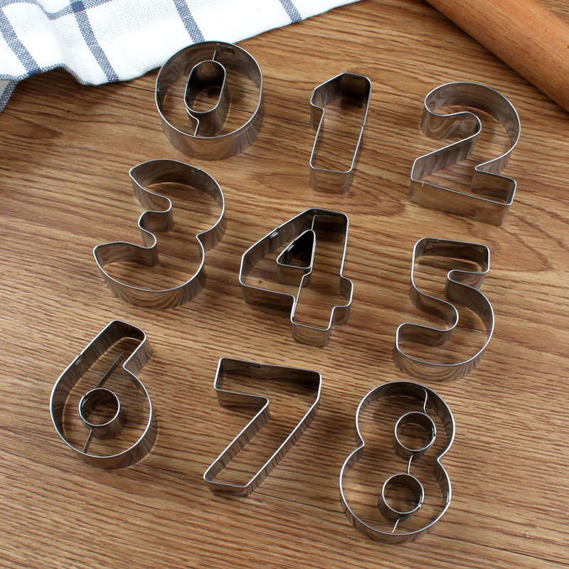 Stainless steel digital mold Large fruit and vegetable cutting mold Baby biscuit non-food mold set Printing carving tools