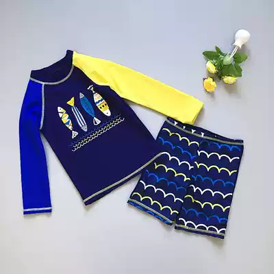 Export British boy's swimsuit thickened warm long sleeve sunscreen Sanya resort hot spring winter camp children's swimsuit
