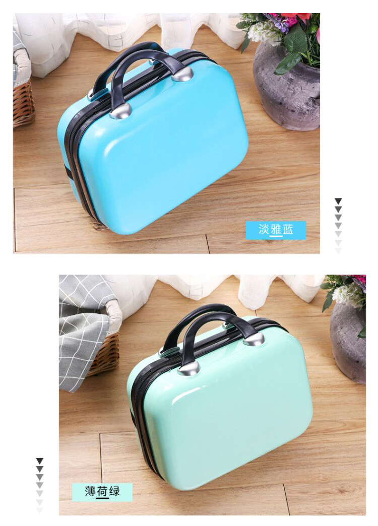 Phiên bản tiếng Hàn của túi đựng mỹ phẩm xách tay dễ thương 14 inch vali nữ màu rắn dung lượng lớn hộp lưu trữ rửa logo tùy chỉnh vali bamozo