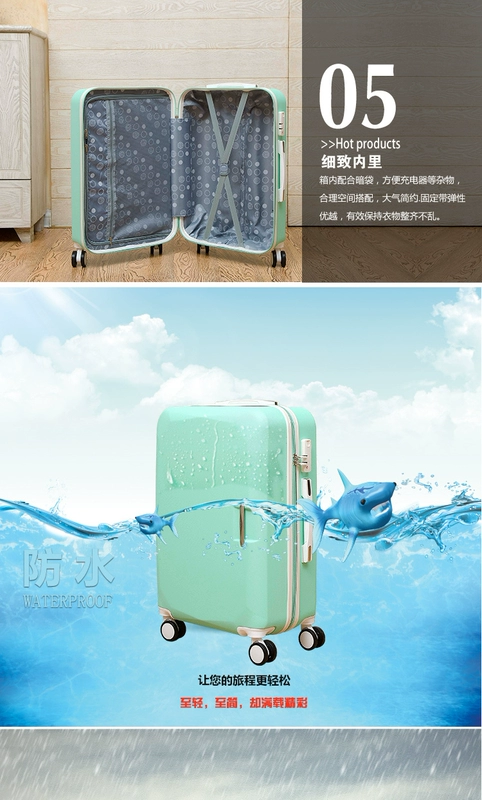 Phiên bản tiếng Hàn của sinh viên đại học phổ quát hành lý bánh xe 24 inch trường hợp xe đẩy nhỏ tươi vali nữ 20 inch mật khẩu hộp 26 inch vali cho bé